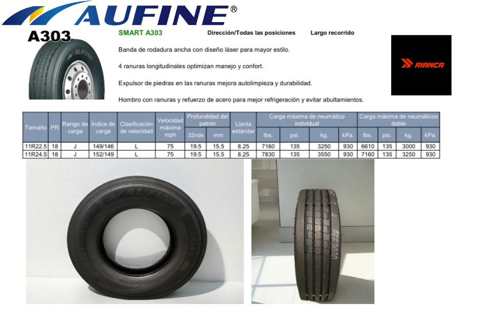 Llanta SMART A303 AUFINE para tráiler